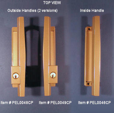 PELLA EXTERIOR SLIDING PATIO DOOR HANDLE  BROWN WITH PELLA LOCK AND KEYS